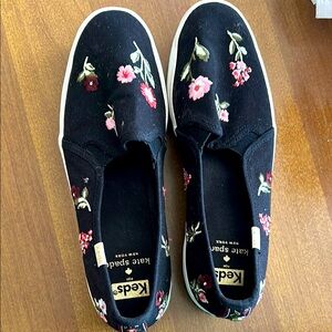Keds Black Floral Slip-On Sneakers